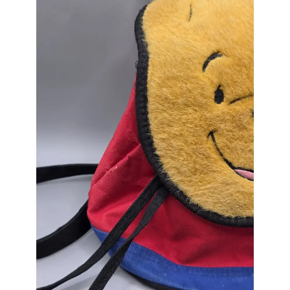 Vtg 90s Disney Store Winnie the Pooh Kidcore Mini Backpack Red Blue Yellow Bag